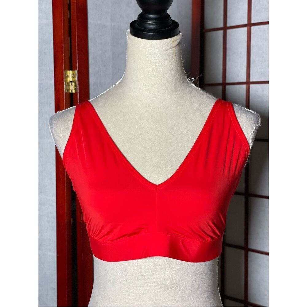Parade Red V-Neck Women's Bralette w/Clasp Closure & Adjustable Straps (Size: XL